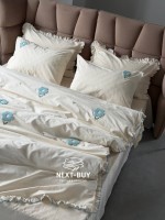 Постільна білизна Saheser Florita mint євро 200х220 з вишивкою - Зображення 3