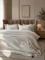 Легкий плед жатка з бахромою Maison D'or Paris Melodia green 220х240 - Зображення 5