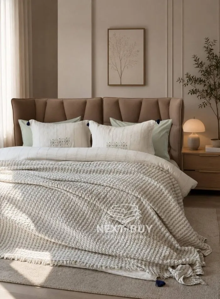 Легкий плед жатка з бахромою Maison D'or Paris Melodia green 220х240 - Зображення 5
