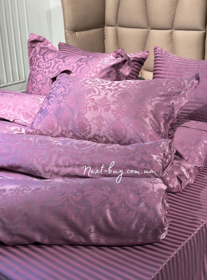 Бамбукова постільна білизна Maison D'or Alette Lilac 200x220см жакард - Зображення 4