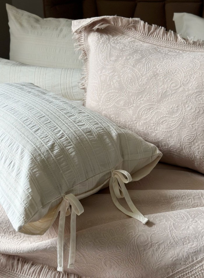 Жакардове покривало з наволочками Saheser Grace light beige євро Туреччина - Зображення 5