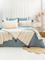 Постельное белье с пике Saheser Eva blue евро 200х220