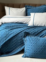 Постільна білизна з піке Saheser Helen blue євро 200х220 - Зображення 9