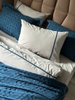 Постільна білизна з піке Saheser Helen blue євро 200х220 - Зображення 7