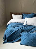 Постільна білизна з піке Saheser Helen blue євро 200х220 - Зображення 6