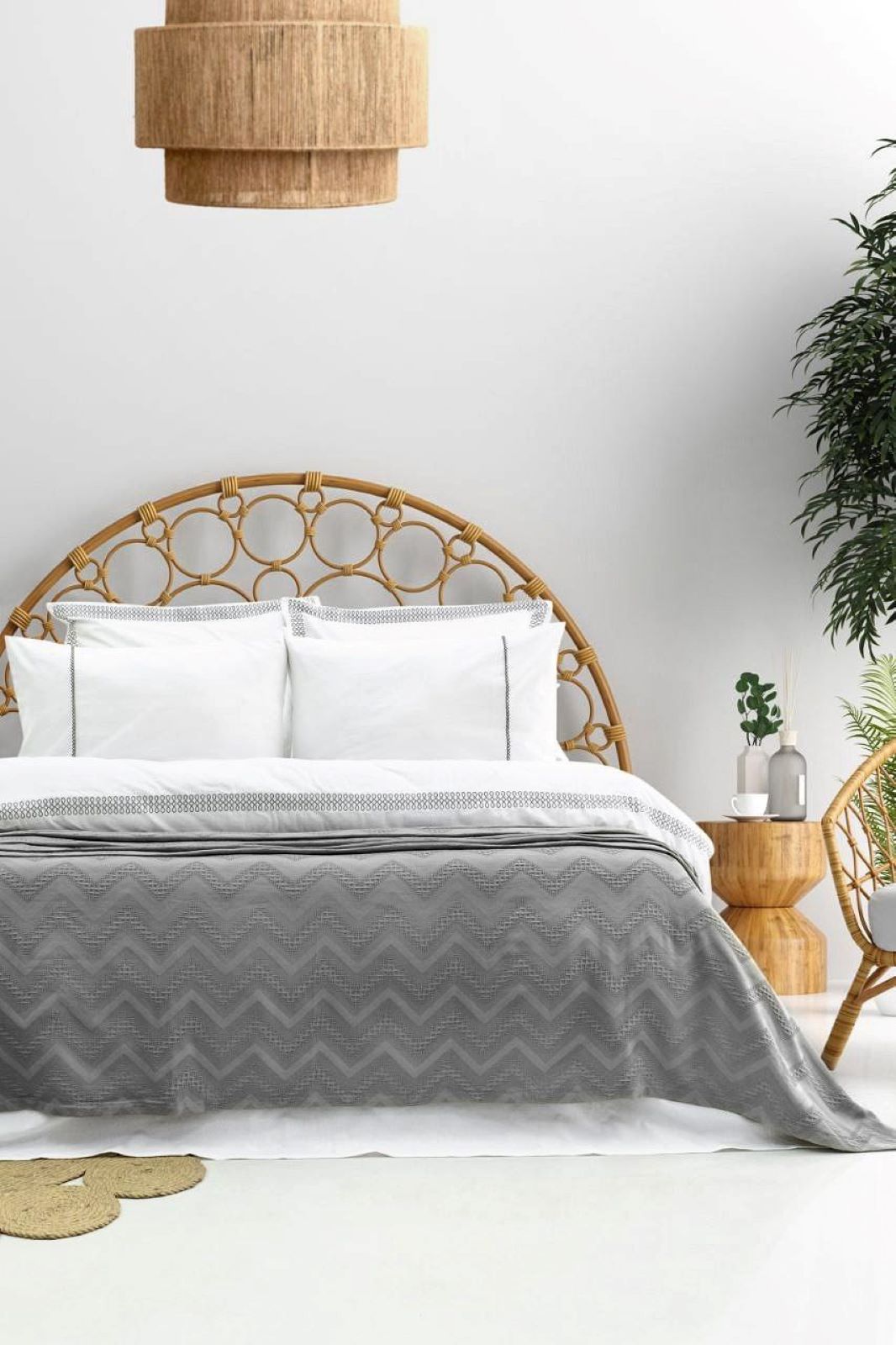 Постельное белье с пике Saheser Noemi grey евро 200х220 — изображение 1