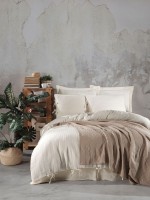 Постельное белье с пике Saheser Dante beige евро 200х220