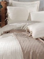 Постельное белье с пике Saheser Dante beige евро 200х220 — изображение 2