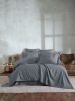 Постельное белье с вышивкой и пике Saheser Noris grey евро 200х220 — изображение 8