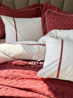 Постільна білизна з піке Saheser Helen burgundy євро 200х220 - Зображення 3