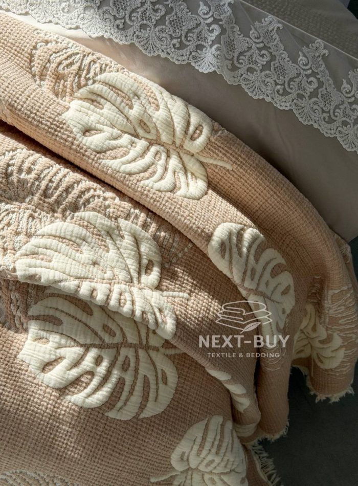 Муслиновое покрывало Saheser Forest beige евро Турция — изображение 6