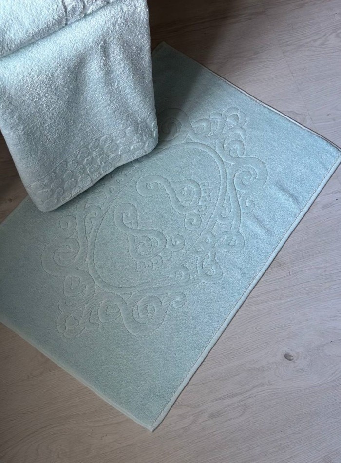 Комплект подарочных полотенец Cestepe Lux cotton 3шт. голубой Турция — изображение 3