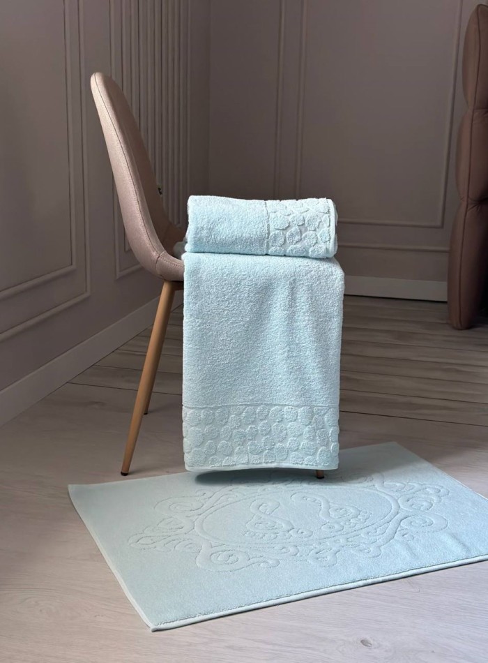 Комплект подарочных полотенец Cestepe Lux cotton 3шт. голубой Турция — изображение 5