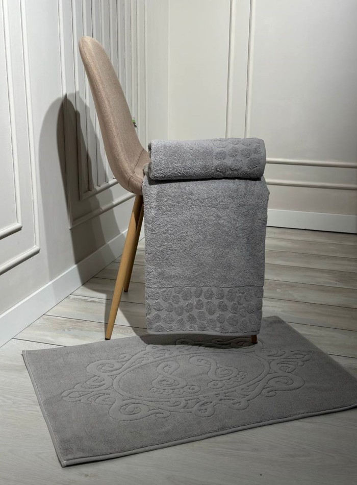 Комплект подарочных полотенец Cestepe Lux cotton 3шт. серый Турция — изображение 2