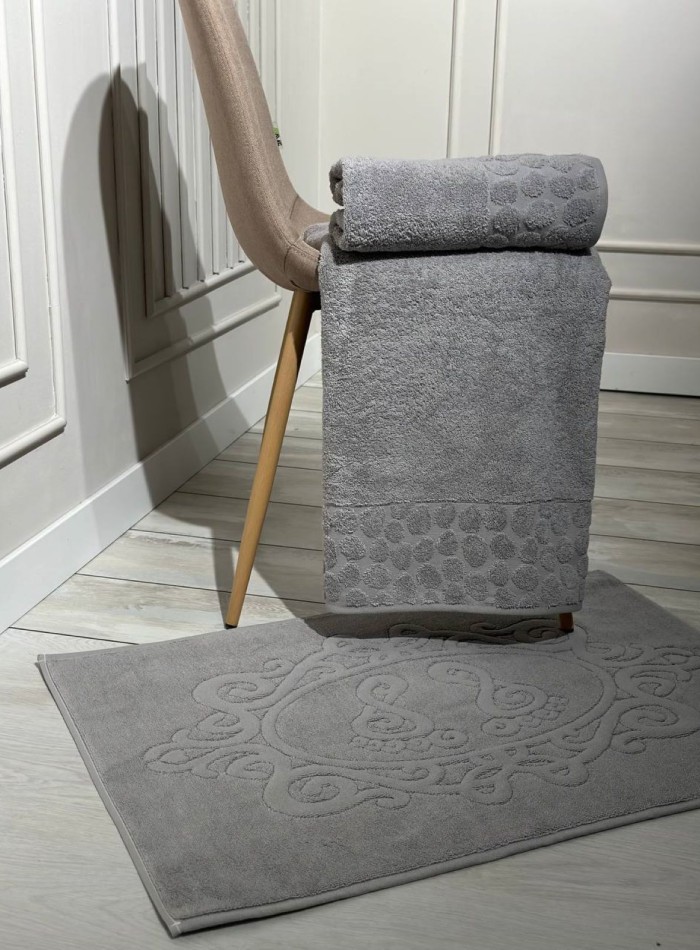 Комплект подарочных полотенец Cestepe Lux cotton 3шт. серый Турция — изображение 5