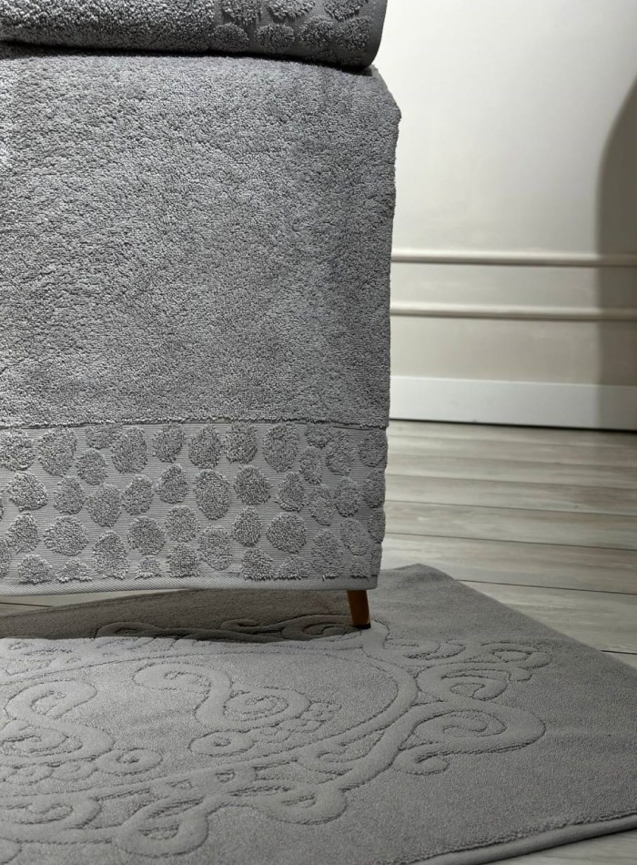 Комплект подарочных полотенец Cestepe Lux cotton 3шт. серый Турция — изображение 4