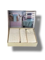 Комплект подарочных полотенец Cestepe Lux cotton 3шт. кремовый Турция — изображение 6