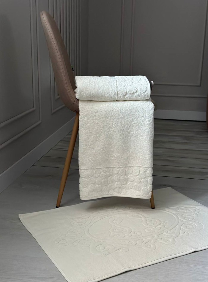 Комплект подарочных полотенец Cestepe Lux cotton 3шт. кремовый Турция — изображение 4