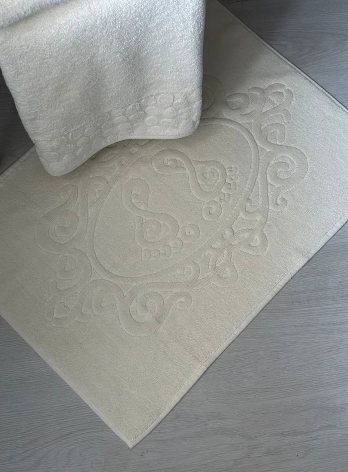 Комплект подарочных полотенец Cestepe Lux cotton 3шт. кремовый Турция — изображение 3
