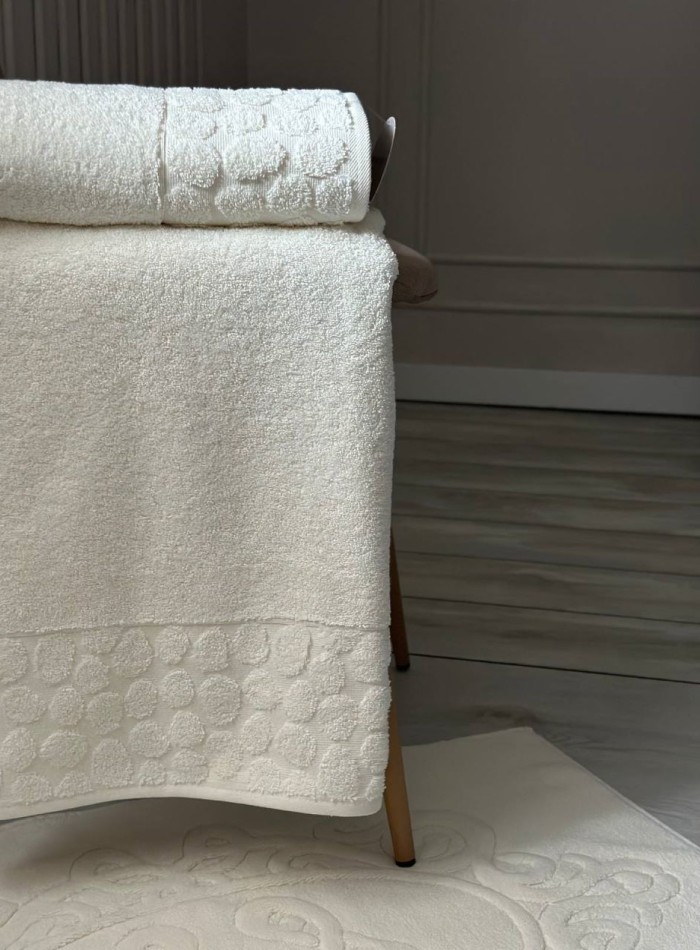 Комплект подарочных полотенец Cestepe Lux cotton 3шт. кремовый Турция — изображение 5