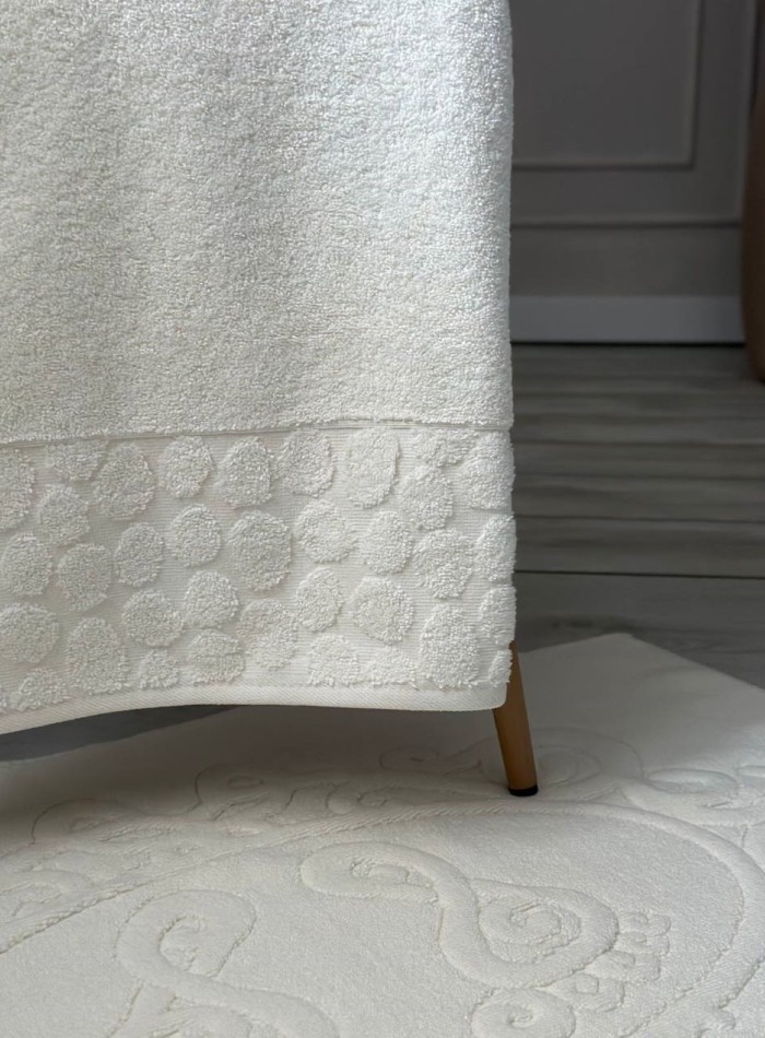 Комплект подарочных полотенец Cestepe Lux cotton 3шт. кремовый Турция — изображение 2