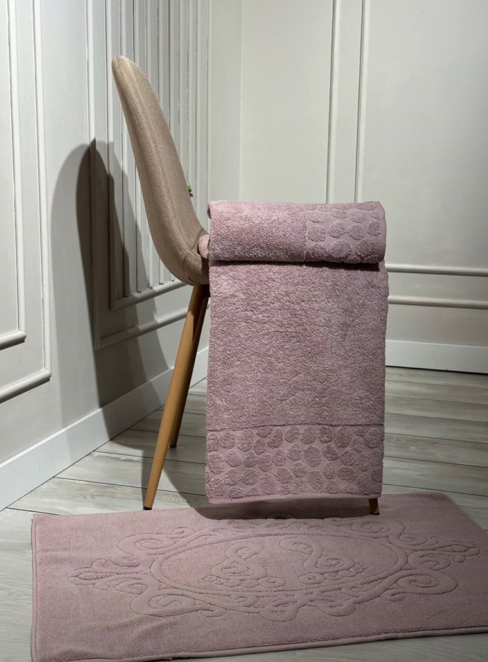 Комплект подарочных полотенец Cestepe Lux cotton 3шт. фиолетовый Турция — изображение 4
