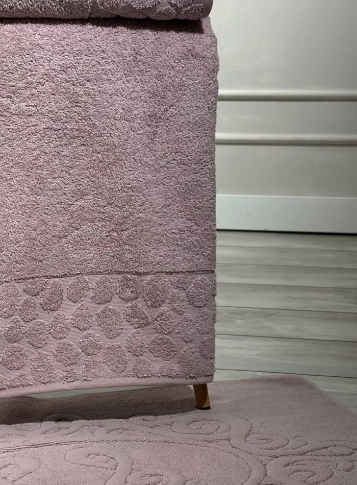 Комплект подарочных полотенец Cestepe Lux cotton 3шт. фиолетовый Турция — изображение 2
