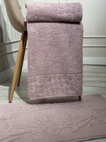 Комплект подарочных полотенец Cestepe Lux cotton 3шт. фиолетовый Турция — изображение 5