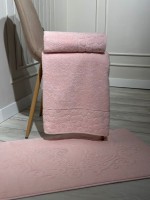 Комплект подарочных полотенец Cestepe Lux cotton 3шт. розовый Турция — изображение 4