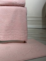 Комплект подарочных полотенец Cestepe Lux cotton 3шт. розовый Турция — изображение 2