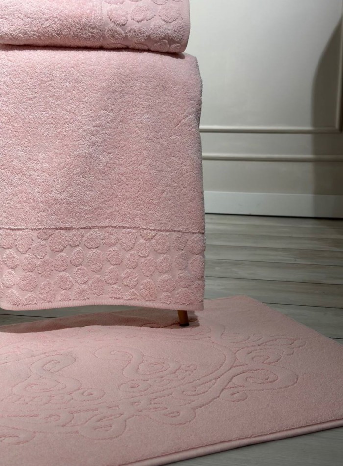 Комплект подарочных полотенец Cestepe Lux cotton 3шт. розовый Турция — изображение 2
