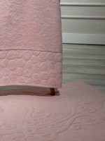 Комплект подарочных полотенец Cestepe Lux cotton 3шт. розовый Турция — изображение 5