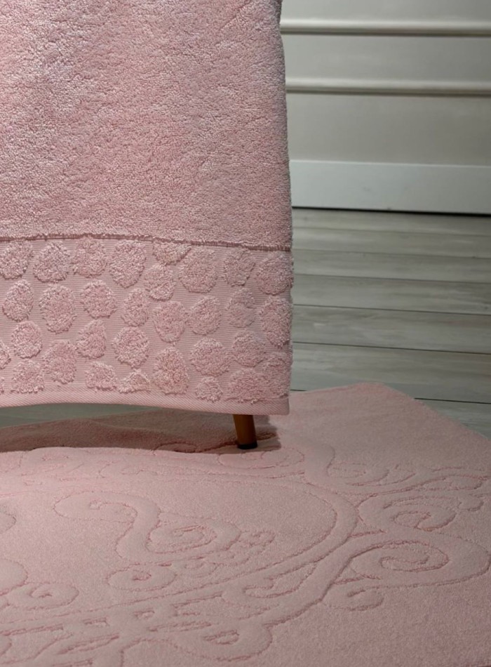 Комплект подарочных полотенец Cestepe Lux cotton 3шт. розовый Турция — изображение 5