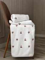 Махровое полотенце для лица Cestepe Cherries white-red 50х90 Турция — изображение 4