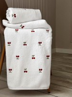 Махровое полотенце для бани Cestepe Cherries white-red 70х140 Турция — изображение 4