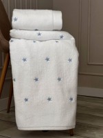 Махровое полотенце для лица Cestepe Stars white-blue 50х90 Турция