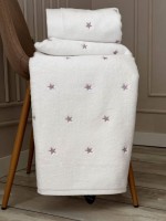 Махровое полотенце для лица Cestepe Stars white-lila 50х90 Турция