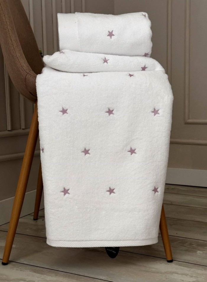 Махровий рушник для бані Cestepe Stars white-lila 70х140 Туреччина - Зображення 3