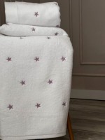 Махровий рушник для бані Cestepe Stars white-lila 70х140 Туреччина - Зображення 4