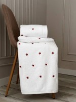 Махровий рушник для бані Cestepe Stars white-red 70х140 Туреччина