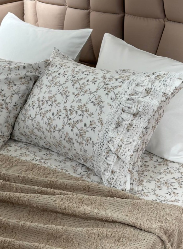 Легкий постільний набір з покривалом-піке Gelin Home Gonul beige - Зображення 3