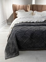 Велюрове стьобане покривало Colorful антрацит євро 200х230 - Зображення 7