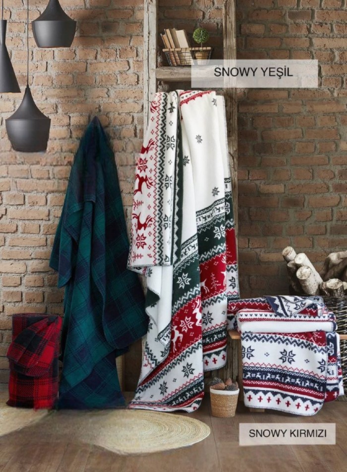 Плед бавовняний, теплий Snowy kirmizi 200х220 Туреччина - Зображення 4