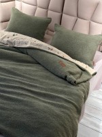 Зимний комплект постельного белья двухсторонний Wooden Yesil полуторный Турция — изображение 4