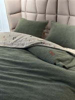 Зимний комплект постельного белья двухсторонний Wooden Yesil полуторный Турция — изображение 2