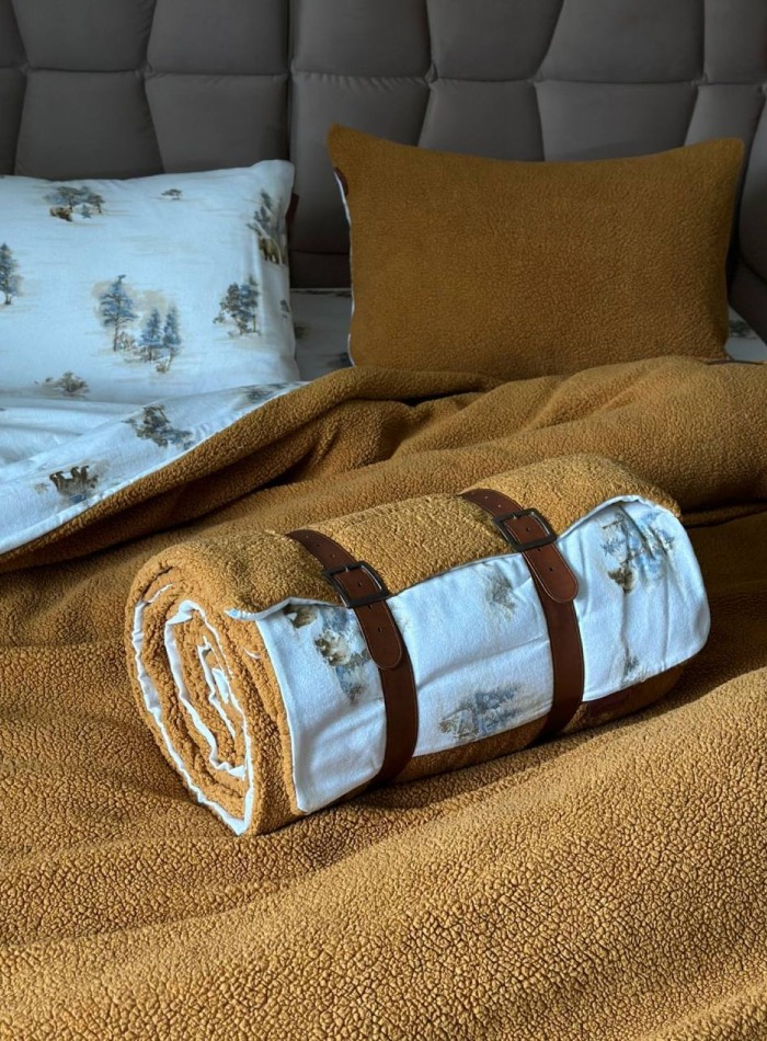 Зимний комплект постельного белья двухсторонний Wooden Zerdecal евро Турция — изображение 2