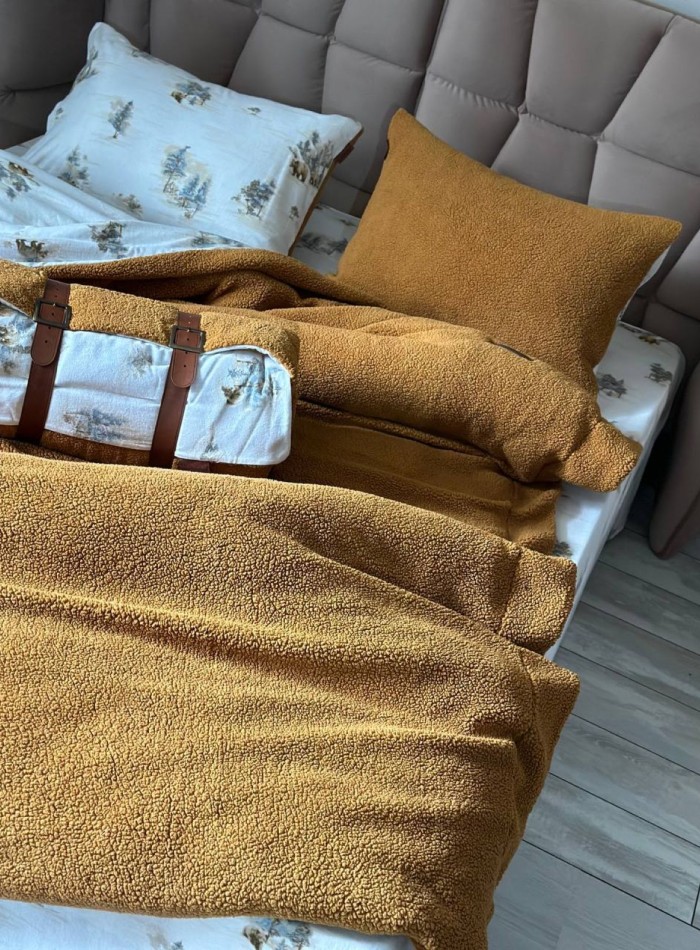 Зимний комплект постельного белья двухсторонний Wooden Zerdecal евро Турция — изображение 3