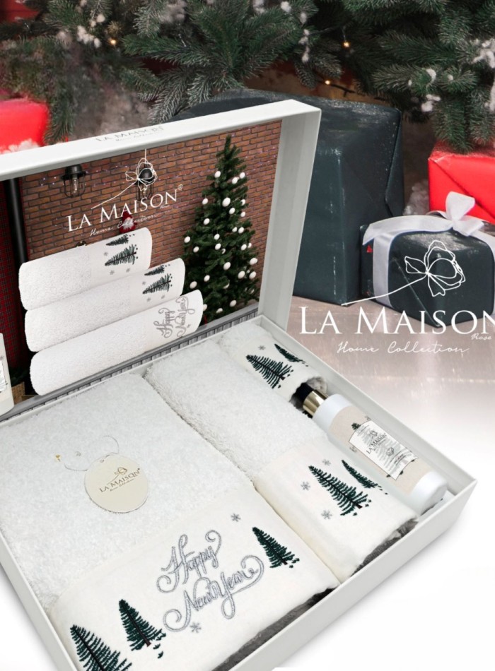 Новогодний набор махровых полотенец La Maison Christina 3шт. + ароматический спрей — изображение 8