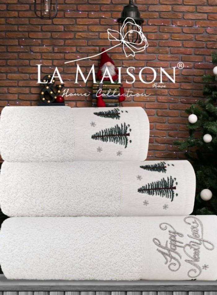 Новогодний набор махровых полотенец La Maison Christina 3шт. + ароматический спрей — изображение 7