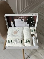 Новогодний набор махровых полотенец La Maison Christina 3шт. + ароматический спрей — изображение 2